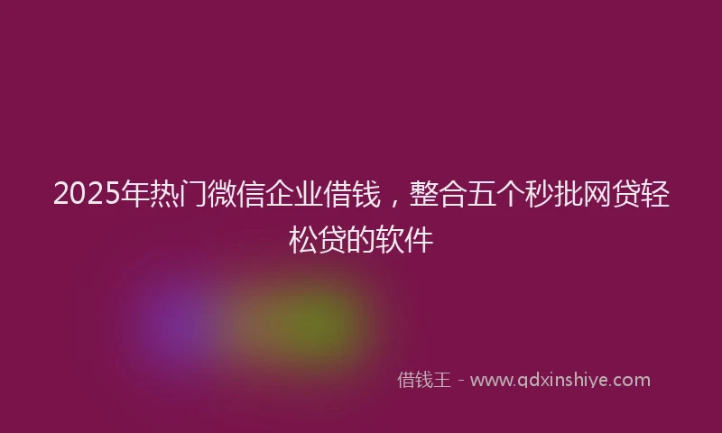 2025年热门微信企业借钱，整合五个秒批网贷轻松贷的软件