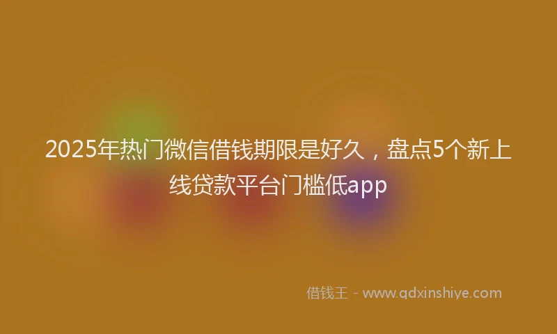2025年热门微信借钱期限是好久，盘点5个新上线贷款平台门槛低app