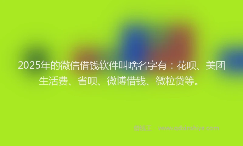 2025年的微信借钱软件叫啥名字有：花呗、美团生活费、省呗、微博借钱、微粒贷等。