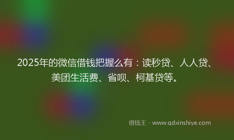 2025年的微信借钱把握么有：读秒贷、人人贷、美团生活费、省呗、柯基贷等。