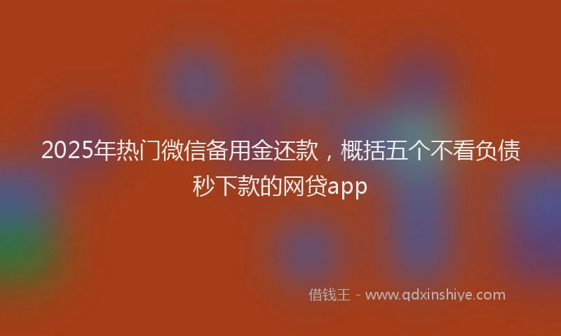 2025年热门微信备用金还款，概括五个不看负债秒下款的网贷app