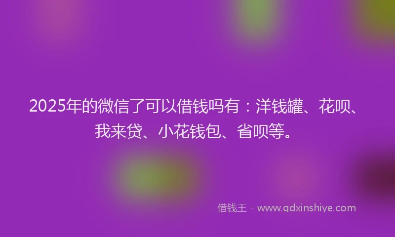 2025年的微信了可以借钱吗有：洋钱罐、花呗、我来贷、小花钱包、省呗等。
