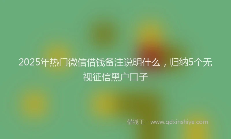 2025年热门微信借钱备注说明什么，归纳5个无视征信黑户口子