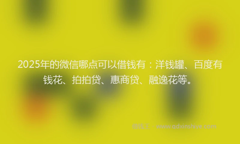 2025年的微信哪点可以借钱有：洋钱罐、百度有钱花、拍拍贷、惠商贷、融逸花等。