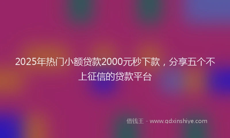 2025年热门小额贷款2000元秒下款，分享五个不上征信的贷款平台