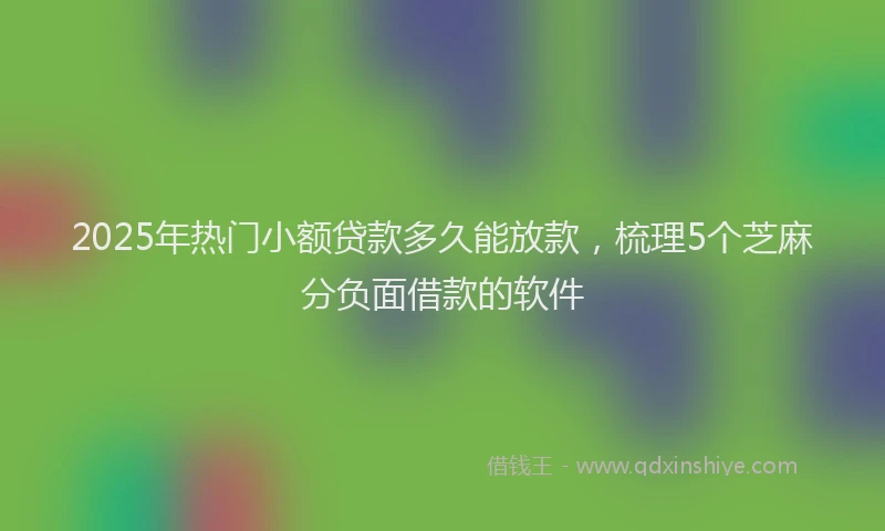 2025年热门小额贷款多久能放款，梳理5个芝麻分负面借款的软件