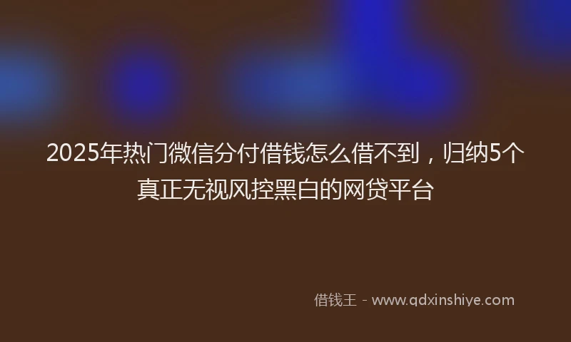 2025年热门微信分付借钱怎么借不到，归纳5个真正无视风控黑白的网贷平台