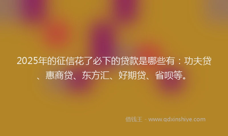 2025年的征信花了必下的贷款是哪些有：功夫贷、惠商贷、东方汇、好期贷、省呗等。