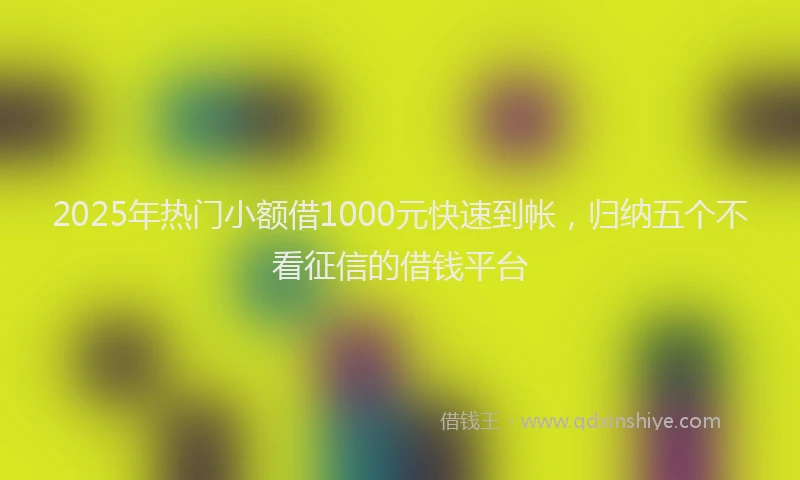 2025年热门小额借1000元快速到帐，归纳五个不看征信的借钱平台