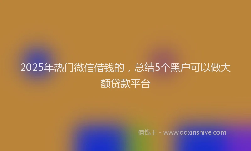2025年热门微信借钱的，总结5个黑户可以做大额贷款平台