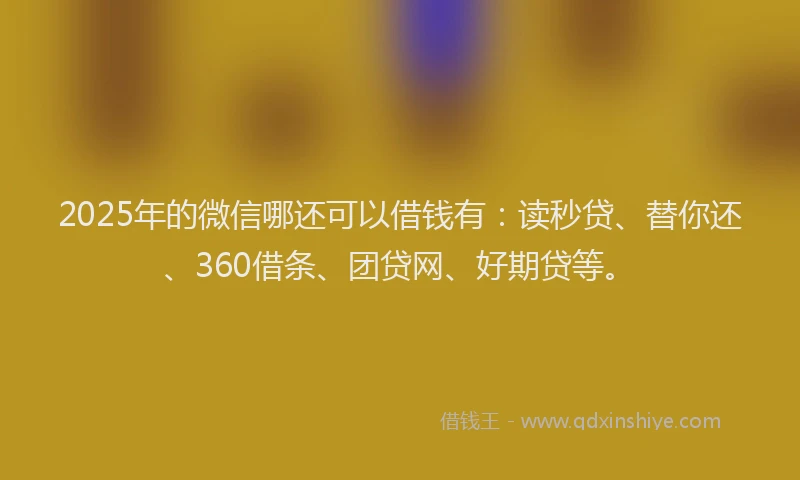 2025年的微信哪还可以借钱有：读秒贷、替你还、360借条、团贷网、好期贷等。