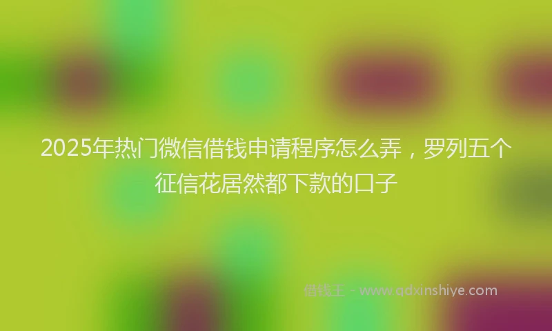2025年热门微信借钱申请程序怎么弄，罗列五个征信花居然都下款的口子