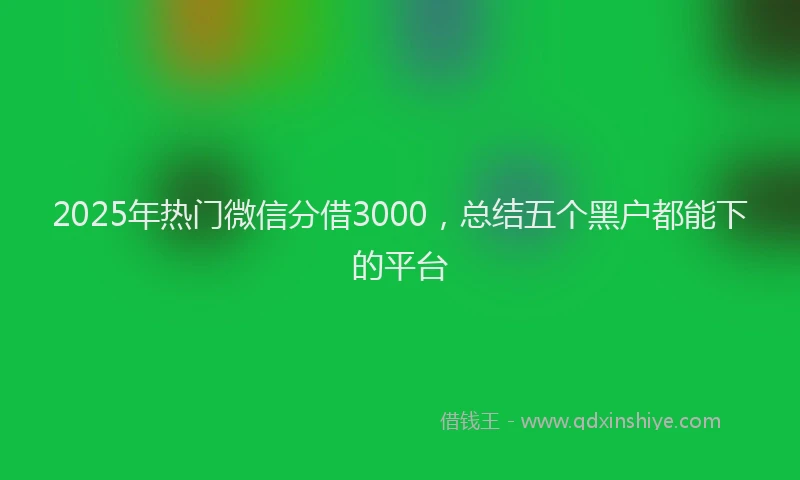 2025年热门微信分借3000，总结五个黑户都能下的平台
