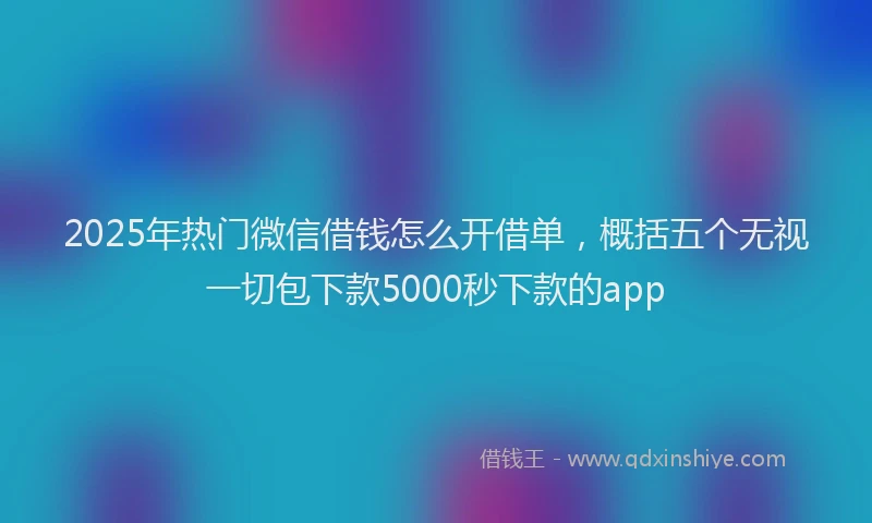 2025年热门微信借钱怎么开借单，概括五个无视一切包下款5000秒下款的app