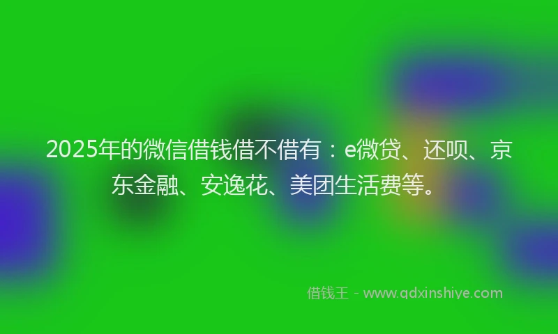 2025年的微信借钱借不借有：e微贷、还呗、京东金融、安逸花、美团生活费等。