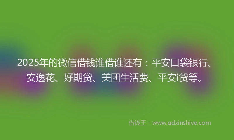 2025年的微信借钱谁借谁还有：平安口袋银行、安逸花、好期贷、美团生活费、平安i贷等。