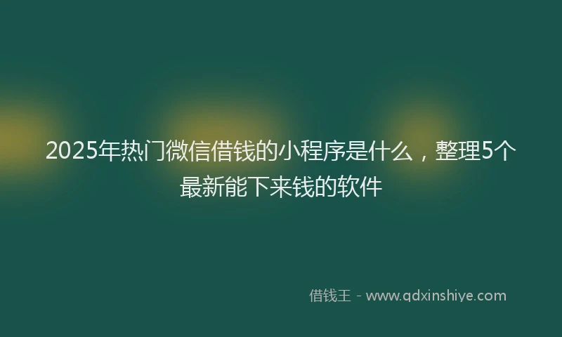 2025年热门微信借钱的小程序是什么，整理5个最新能下来钱的软件