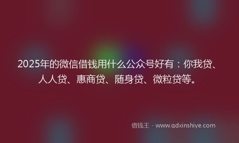 2025年的微信借钱用什么公众号好有：你我贷、人人贷、惠商贷、随身贷、微粒贷等。