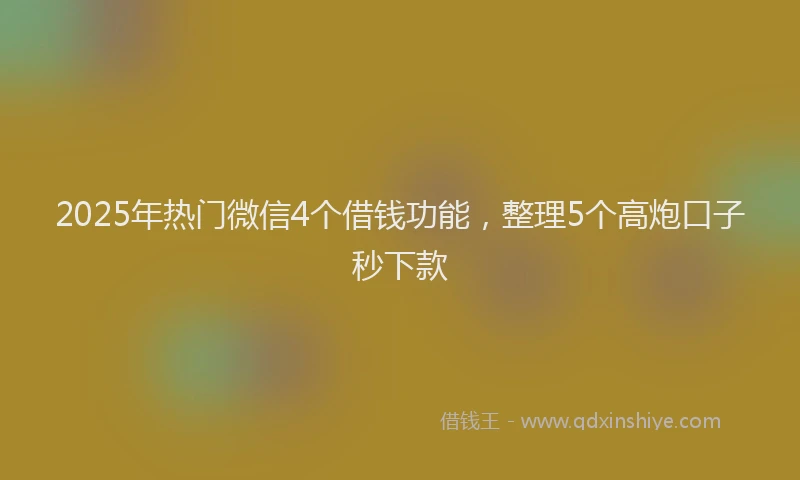 2025年热门微信4个借钱功能，整理5个高炮口子秒下款