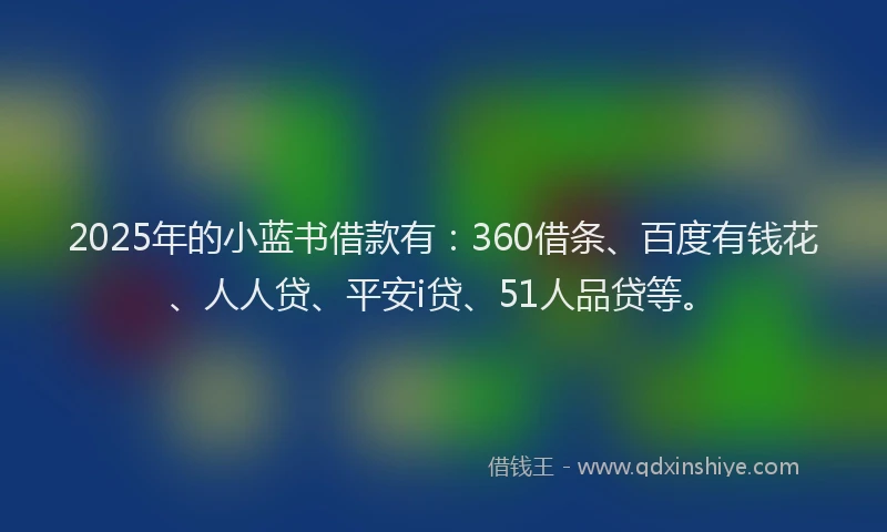 2025年的小蓝书借款有：360借条、百度有钱花、人人贷、平安i贷、51人品贷等。