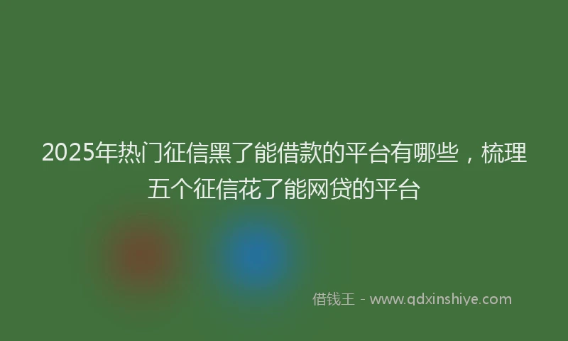 2025年热门征信黑了能借款的平台有哪些，梳理五个征信花了能网贷的平台