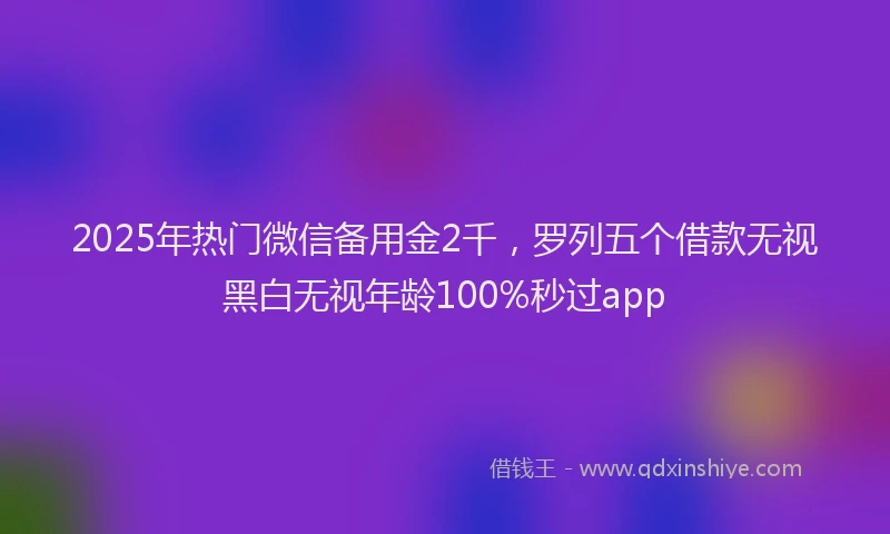 2025年热门微信备用金2千，罗列五个借款无视黑白无视年龄100%秒过app
