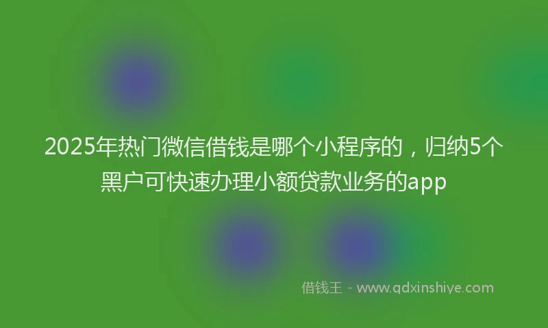 2025年热门微信借钱是哪个小程序的，归纳5个黑户可快速办理小额贷款业务的app