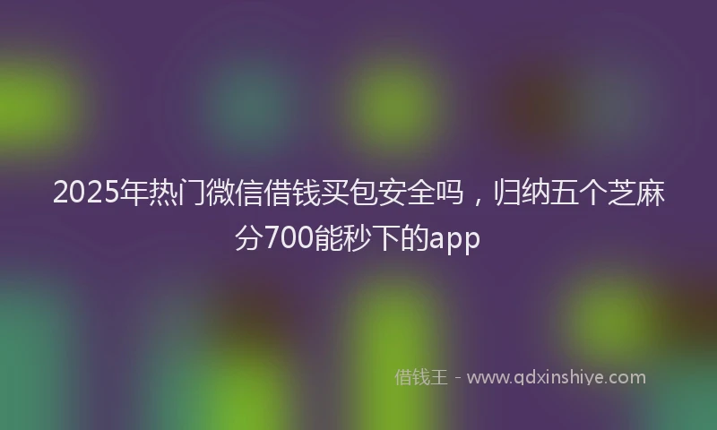 2025年热门微信借钱买包安全吗，归纳五个芝麻分700能秒下的app