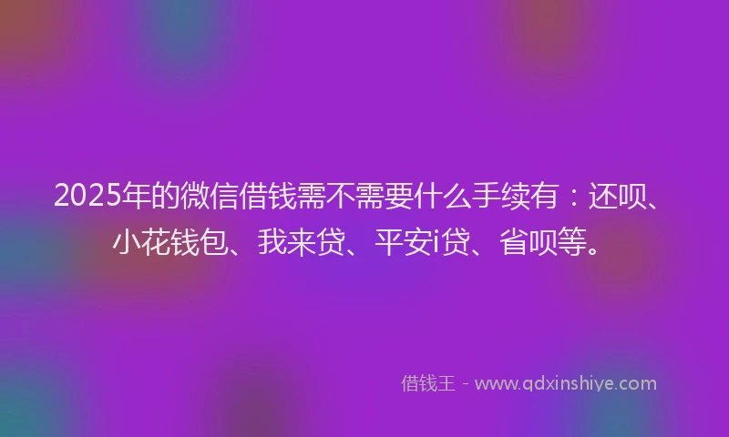 2025年的微信借钱需不需要什么手续有：还呗、小花钱包、我来贷、平安i贷、省呗等。