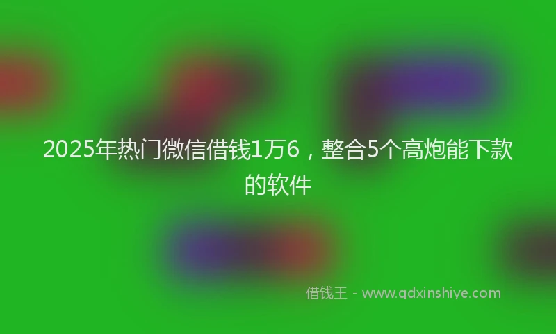 2025年热门微信借钱1万6，整合5个高炮能下款的软件