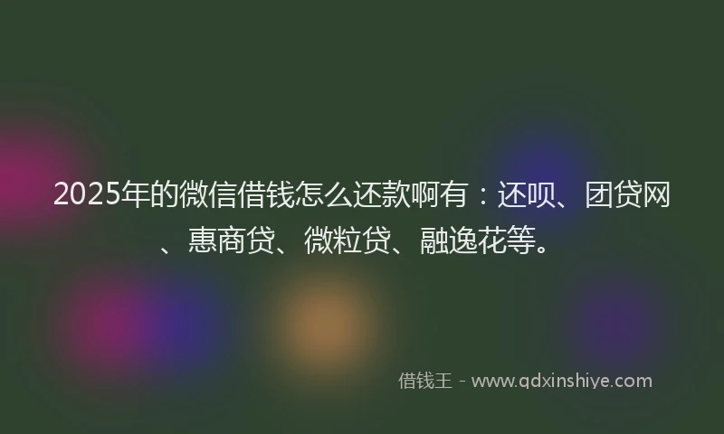 2025年的微信借钱怎么还款啊有：还呗、团贷网、惠商贷、微粒贷、融逸花等。