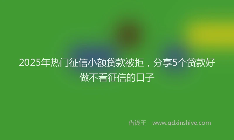 2025年热门征信小额贷款被拒，分享5个贷款好做不看征信的口子