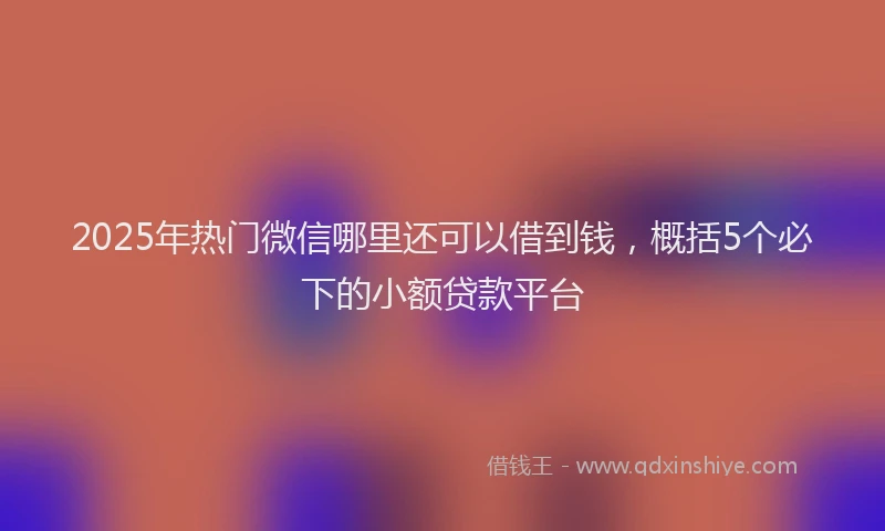 2025年热门微信哪里还可以借到钱，概括5个必下的小额贷款平台