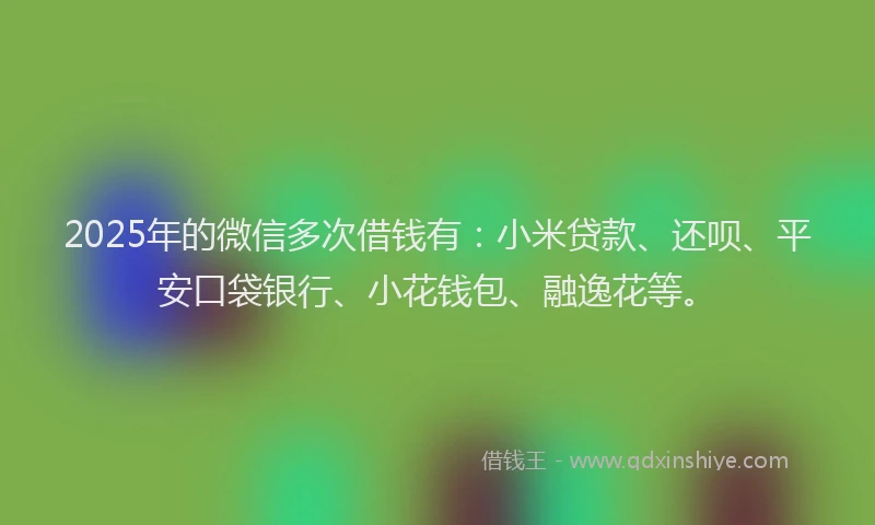 2025年的微信多次借钱有：小米贷款、还呗、平安口袋银行、小花钱包、融逸花等。