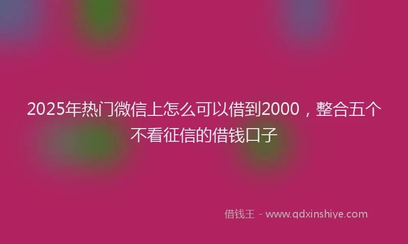 2025年热门微信上怎么可以借到2000，整合五个不看征信的借钱口子