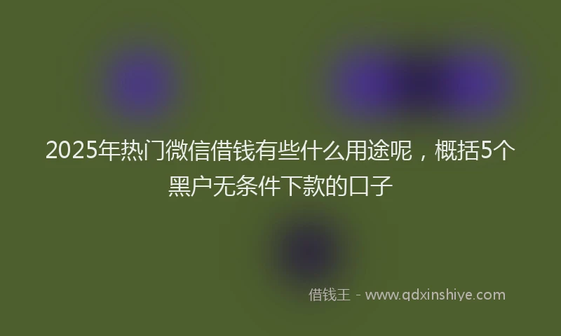 2025年热门微信借钱有些什么用途呢，概括5个黑户无条件下款的口子