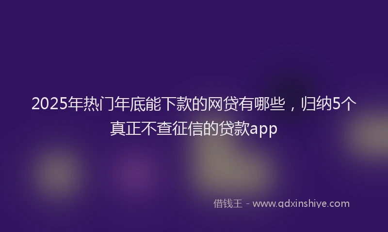 2025年热门年底能下款的网贷有哪些，归纳5个真正不查征信的贷款app