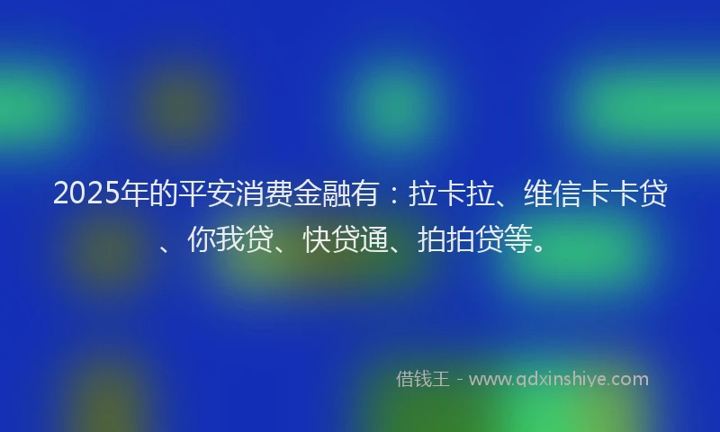 2025年的平安消费金融有:拉卡拉、维信卡卡贷、你我贷、快贷通、拍拍贷等。