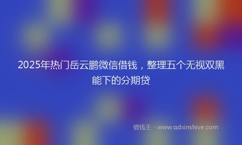 2025年热门岳云鹏微信借钱，整理五个无视双黑能下的分期贷