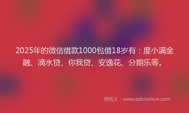 2025年的微信借款1000包借18岁有：度小满金融、滴水贷、你我贷、安逸花、分期乐等。