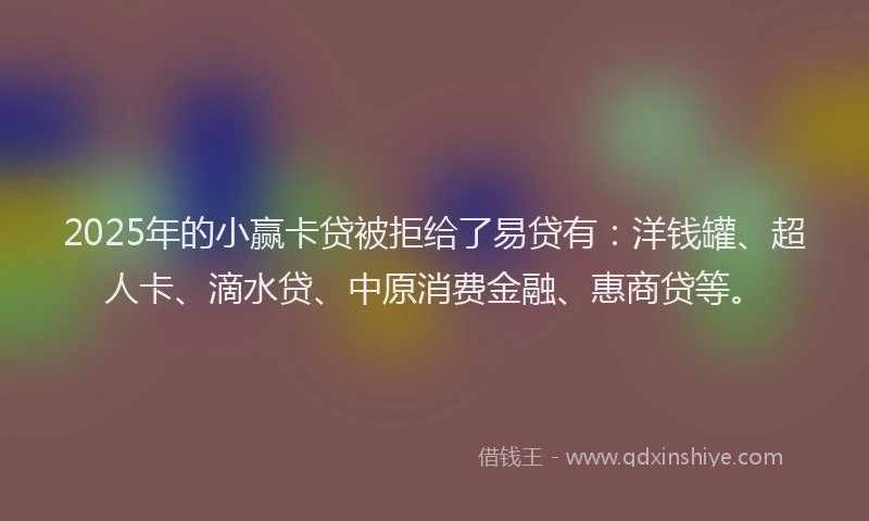 2025年的小赢卡贷被拒给了易贷有：洋钱罐、超人卡、滴水贷、中原消费金融、惠商贷等。