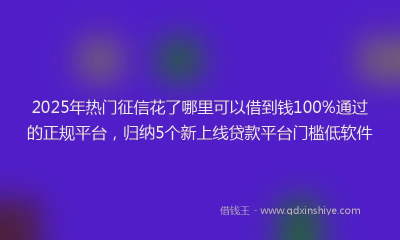2025年热门征信花了哪里可以借到钱100%通过的正规平台，归纳5个新上线贷款平台门槛低软件