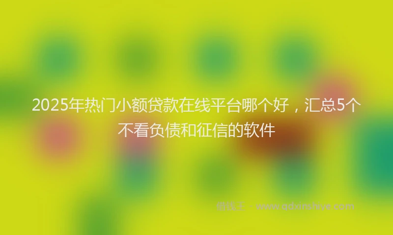2025年热门小额贷款在线平台哪个好，汇总5个不看负债和征信的软件