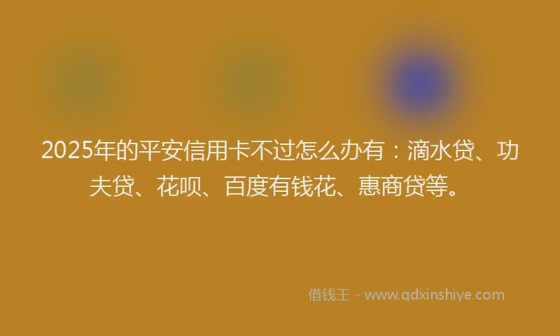 2025年的平安信用卡不过怎么办有：滴水贷、功夫贷、花呗、百度有钱花、惠商贷等。