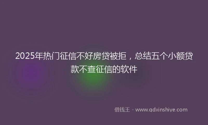 2025年热门征信不好房贷被拒，总结五个小额贷款不查征信的软件