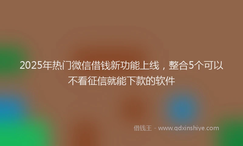 2025年热门微信借钱新功能上线，整合5个可以不看征信就能下款的软件