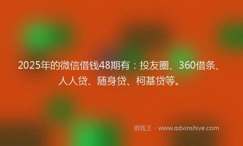 2025年的微信借钱48期有：投友圈、360借条、人人贷、随身贷、柯基贷等。