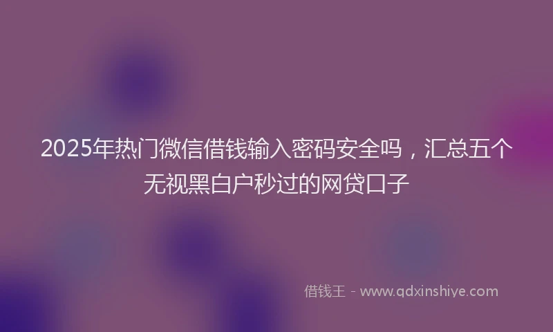 2025年热门微信借钱输入密码安全吗，汇总五个无视黑白户秒过的网贷口子