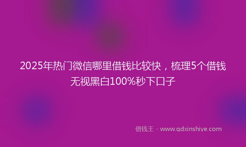 2025年热门微信哪里借钱比较快，梳理5个借钱无视黑白100%秒下口子