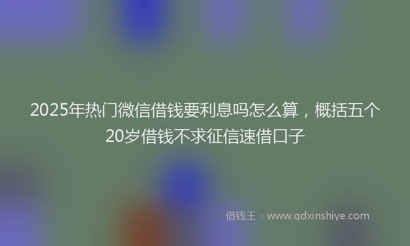 2025年热门微信借钱要利息吗怎么算，概括五个20岁借钱不求征信速借口子